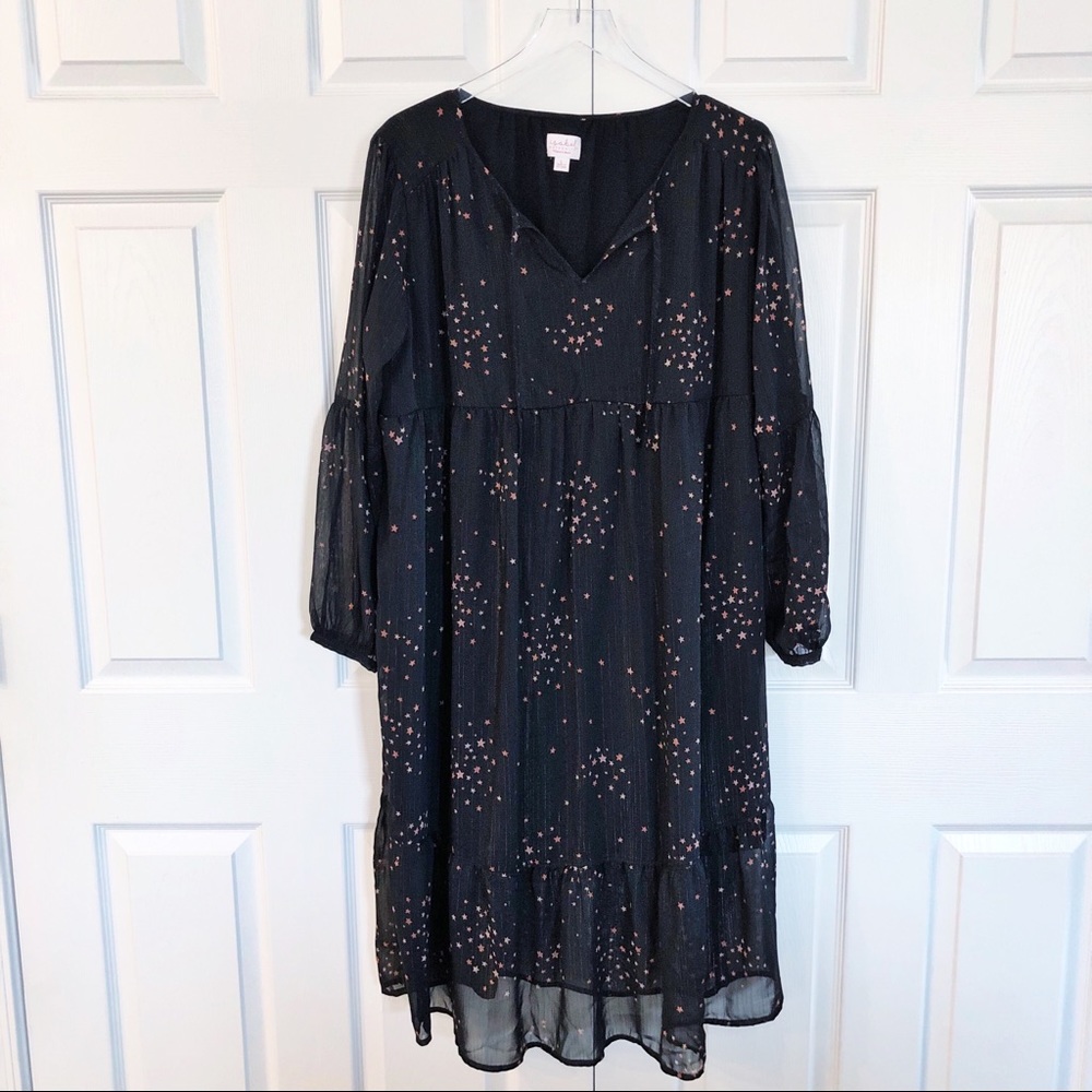 Isabel Maternity Woven Star Print Flounce Dress - Picture 2 of 7